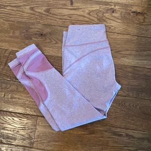Pink workout leggings with mesh crop never worn